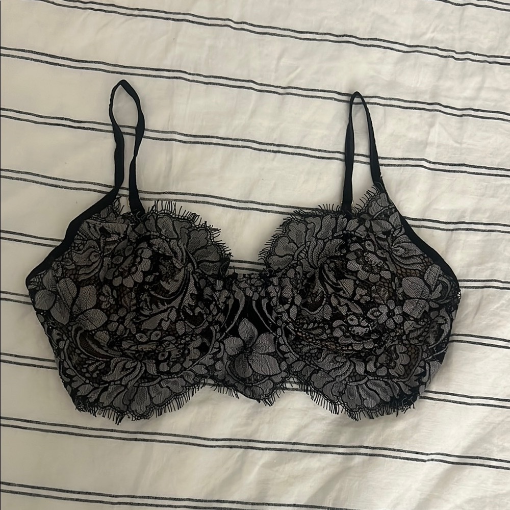 For Love And Lemons Black Lace Bra with Underwire Support